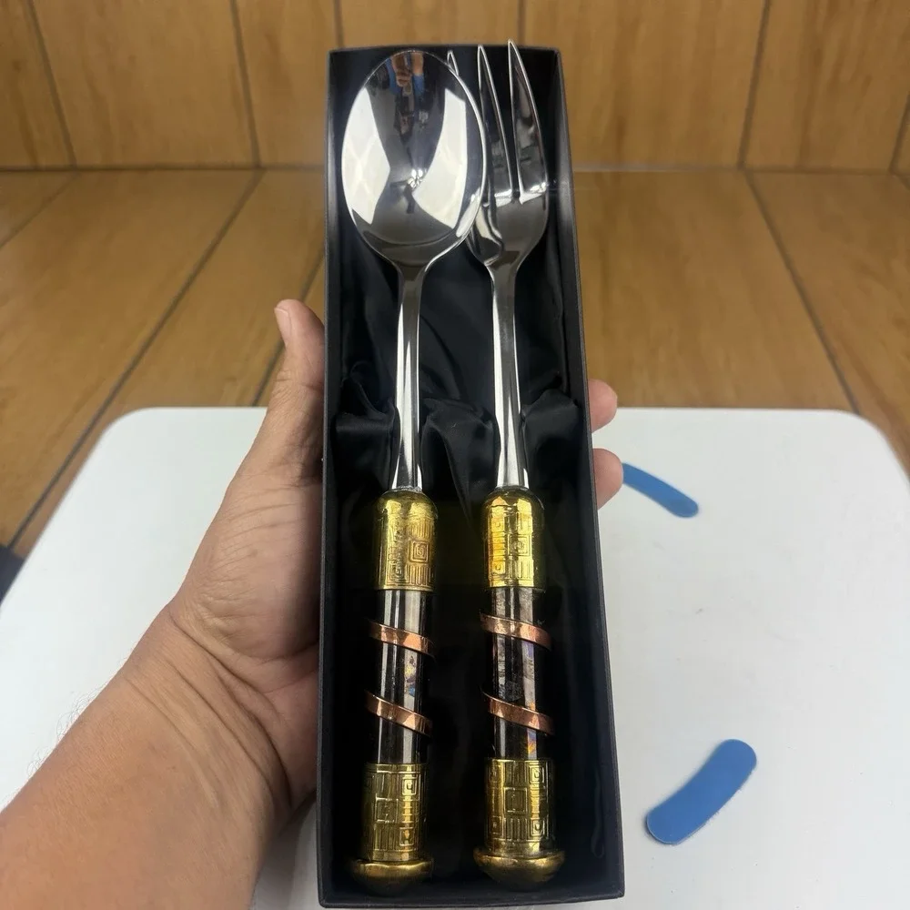 Unique Creative Copper Spoon & Fork Salad Serving  Made in South‎ Africa